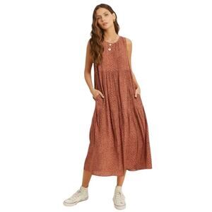 Thread & Seed‎ Abbot Kinney Stroll Midi Dress S/M Flowy Tiered Bohemian